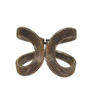 Womens Old Bronze Tightly Coiled Metal Wire Cuff Bracelet One Size